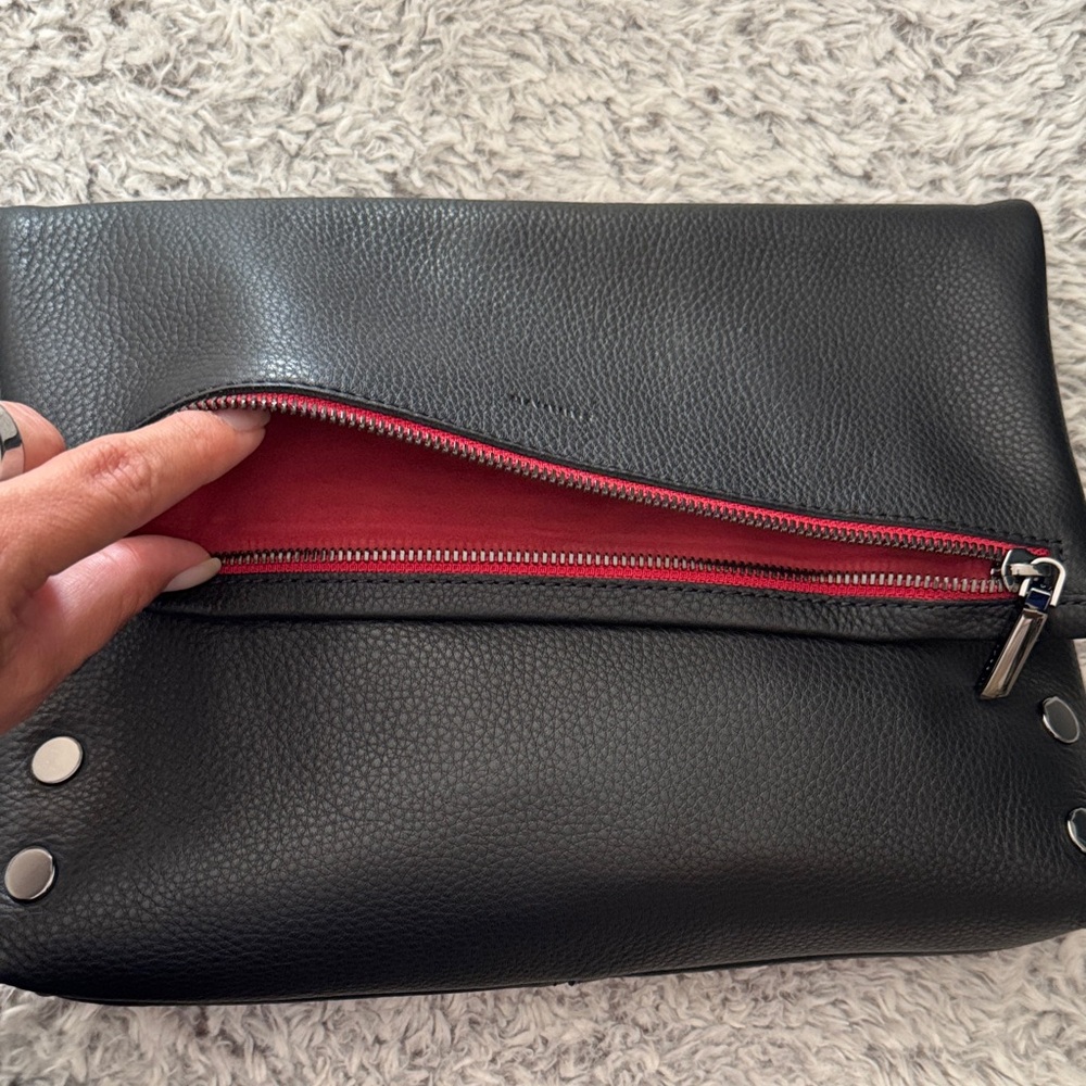 Hammitt VIP LRG Black Crossbody Bag Gunmetal grommets with Red Zipper. NWT - Picture 7 of 7